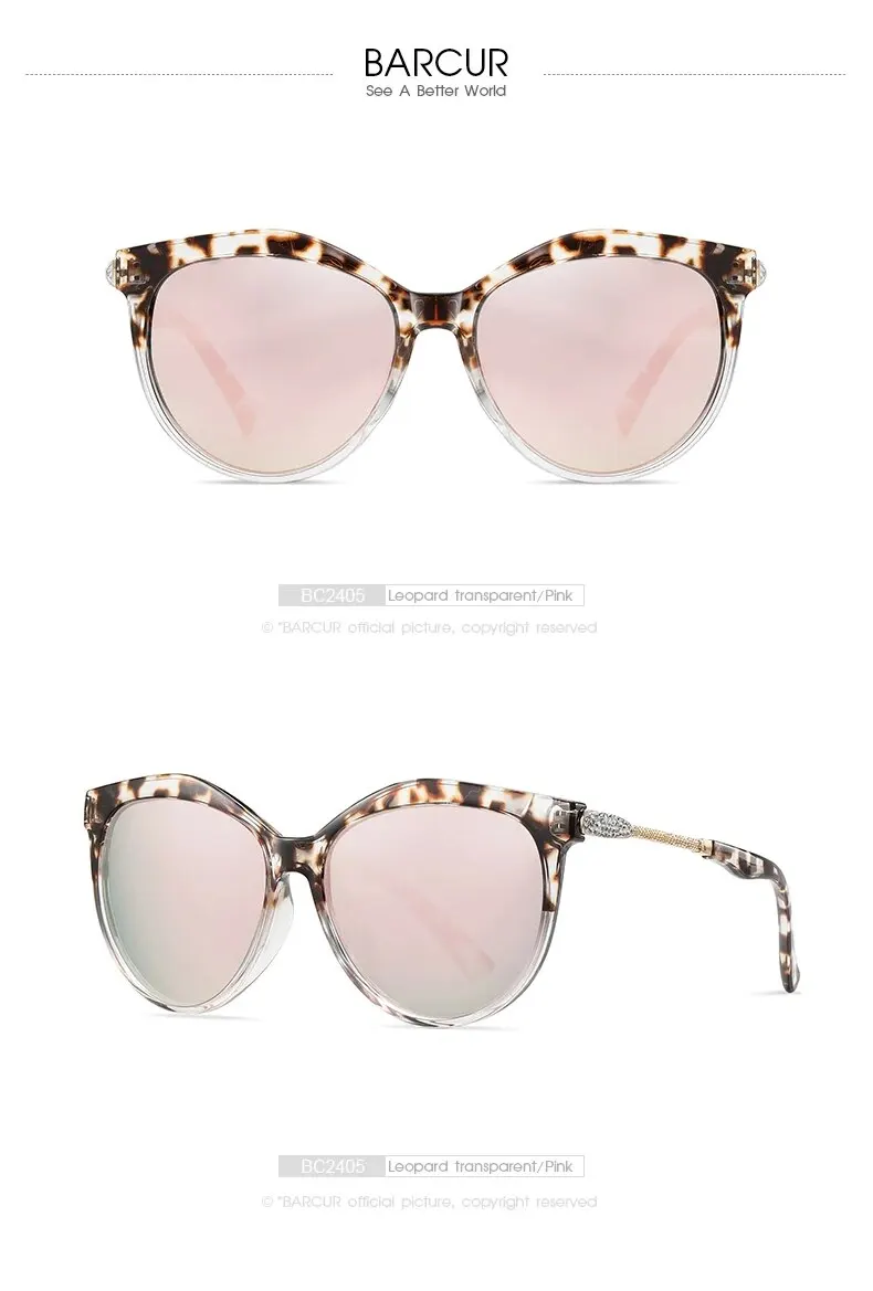 Barcur polarisierte Cat Eye Sonnenbrille Frauen Farbverlauf runde Sonnenbrille für Frauen oculos lunette de soleil femme – Detail 13