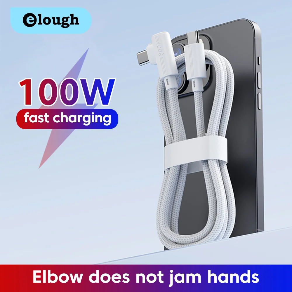 

100 Вт, 90 градусов, быстрая зарядка, USB Type C к USB C, игровой кабель для телефона Iphone 16 15 Xiaomi Huawei Samsung, шнур для суперзарядки