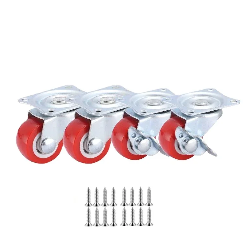 4 Pcs 1.25 Inch Silent Swivel Caster Trolley Wheels Furniture Hardware Steering Pulleys Chair Directional /Universal/Brake