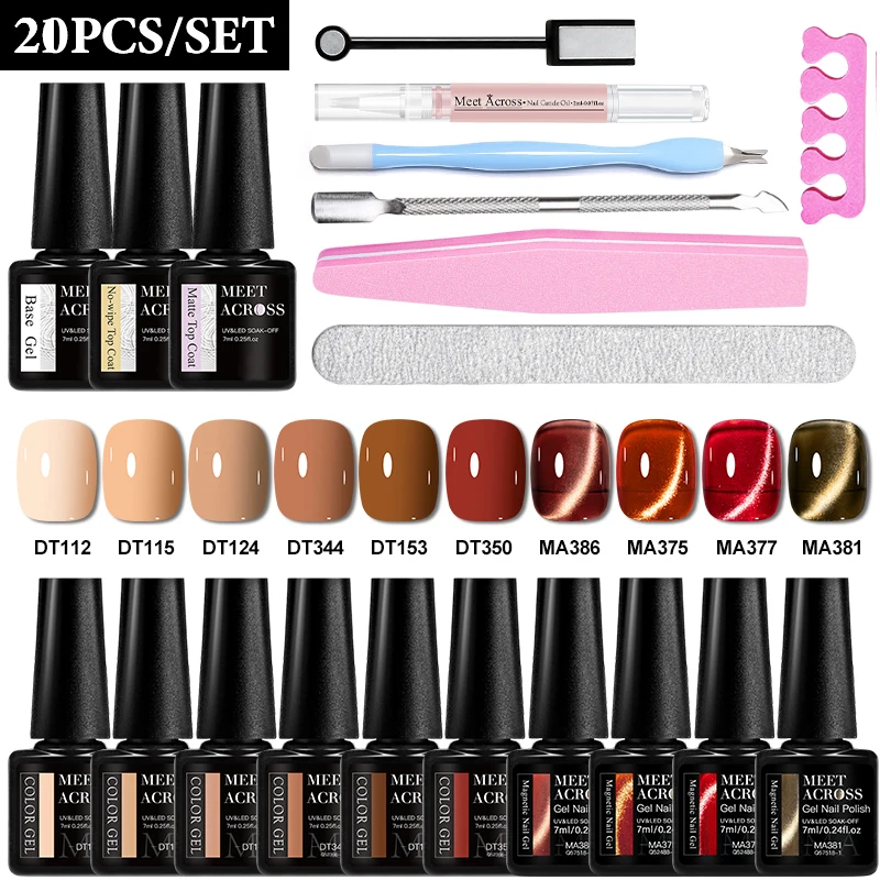 

20pcs Cat Magnetic Gel Nail Polish Set Red Series Gel Polish With Nail Tool Kits Semi Permanent UV Gel Varnish Soak Off Manicure