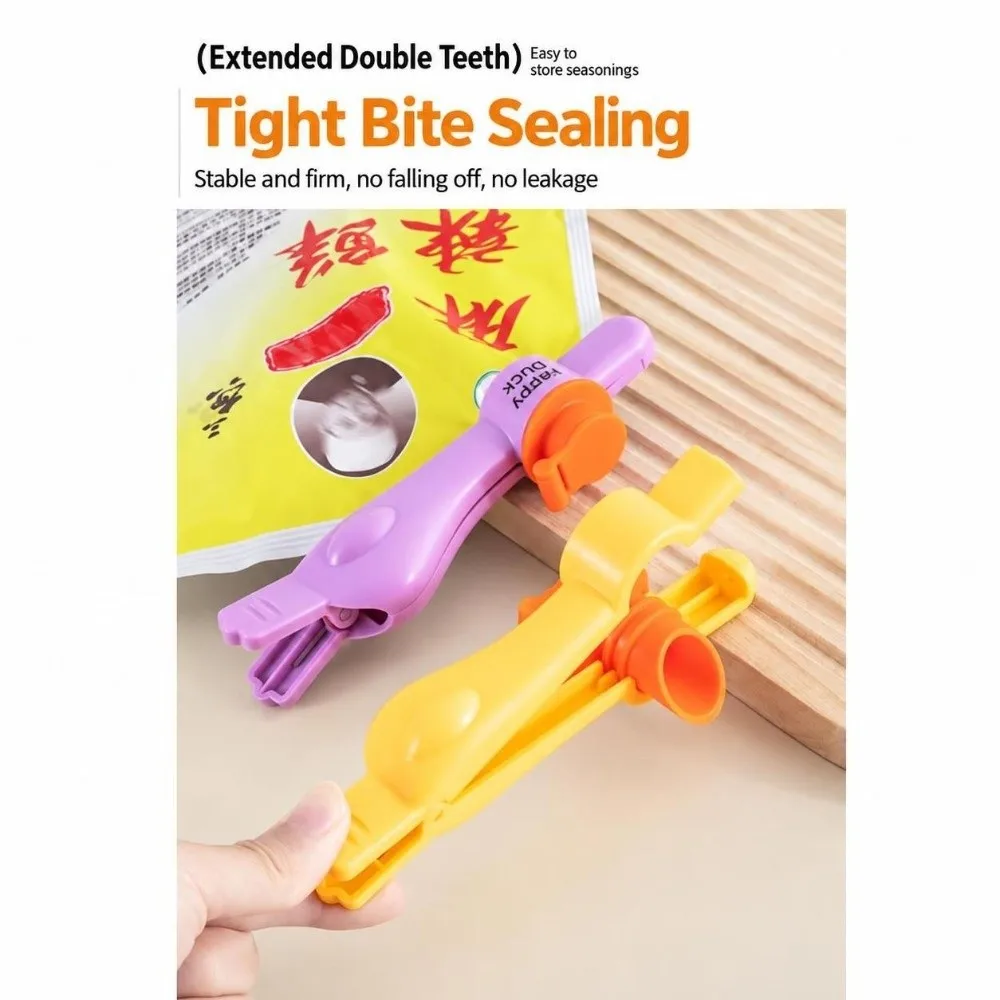 Cartoon Duck Bag Sealing Machine Leak Resistant with Resealable Lid Snack Bag Clips Easy Pouring Food Bag Sealing Clips