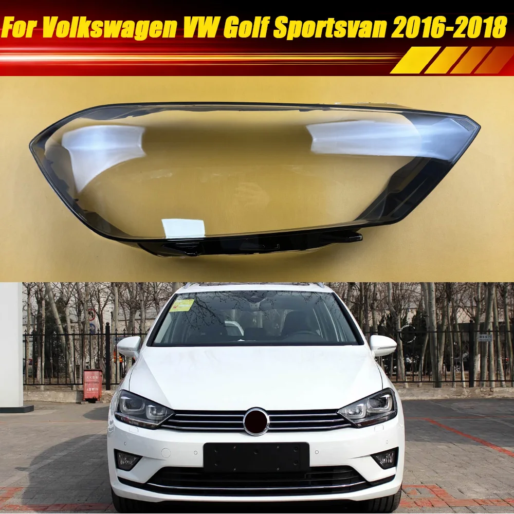 

For Volkswagen VW Golf Sportsvan 2016 2017 2018 Headlight Lens Cover Clear Lamp Shade Headlamp Shell Replace Original Lampshade