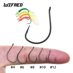 Wifreo 50pcs #4-#12 Small Size Wacky Hook Nymphs Soft Worm Shrimp Fly Tying Hook Drop Shot Rigs Crank Worm Trout Bass Fishhook
