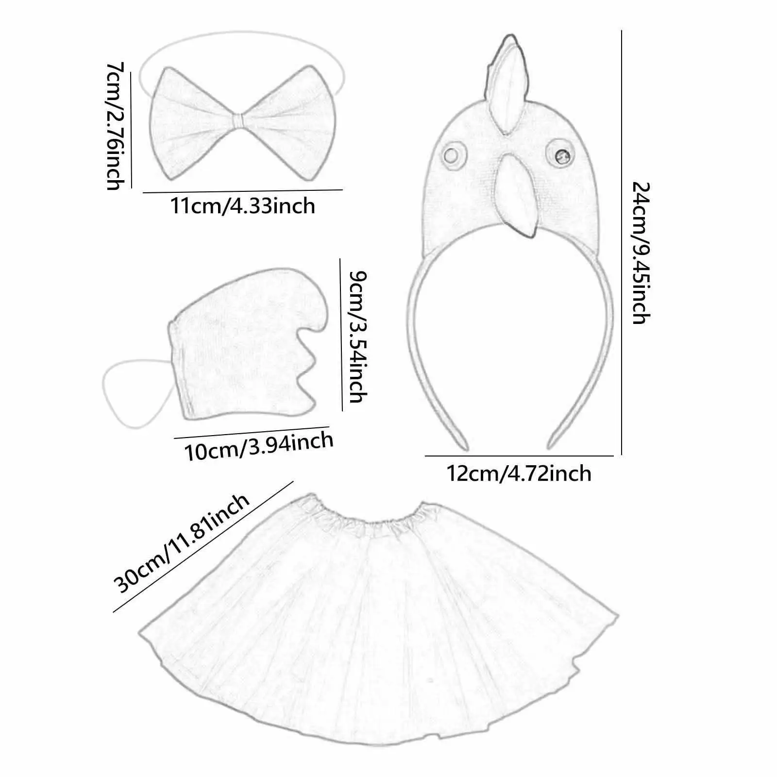 Huhn-Kostüm-Set, süß für Kinder, Mädchen, Ostern, Kostüm, Tierkostüm für Cosplay, Requisite, Party, Urlaub, Thanksgiving, Halloween