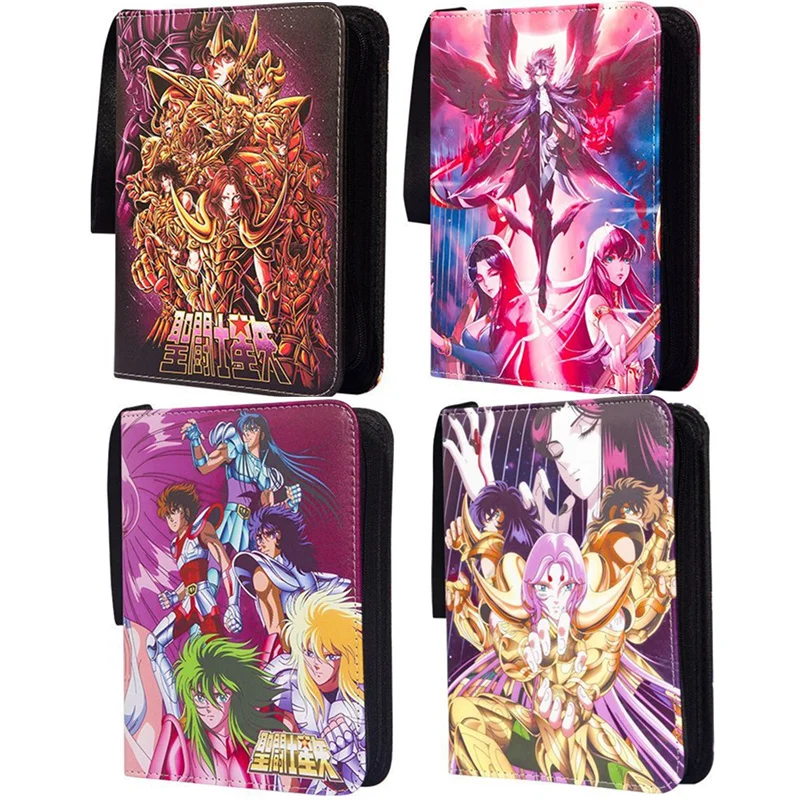 400pcs Saint Seiya Card Album Book Folder 4 Card Slots Collections Zipper Double Pocket Zipper Card Binder Holder