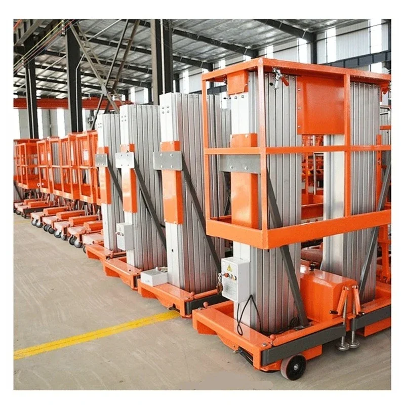 4/6/8 Meter Single Column Aluminum Alloy Lift Electric Folding Ladder Mobile Indoor Elevating Platform 150kg Load Capacity