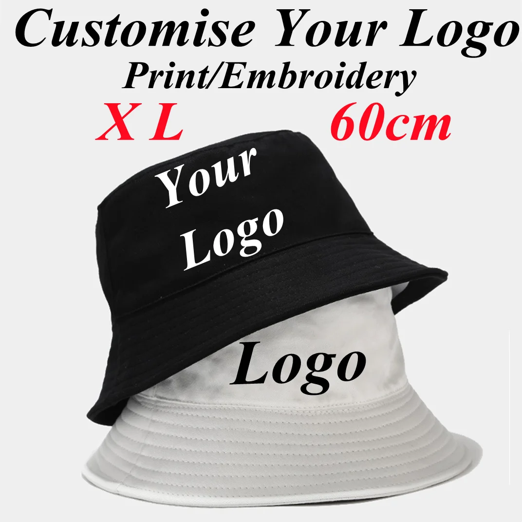 Custom Logo Oversized 60cm Bucket Hat For Men Women Foldable Big Head Size Fisherman Cap Men Summer Beach Sun Hat Panama Bob Cap