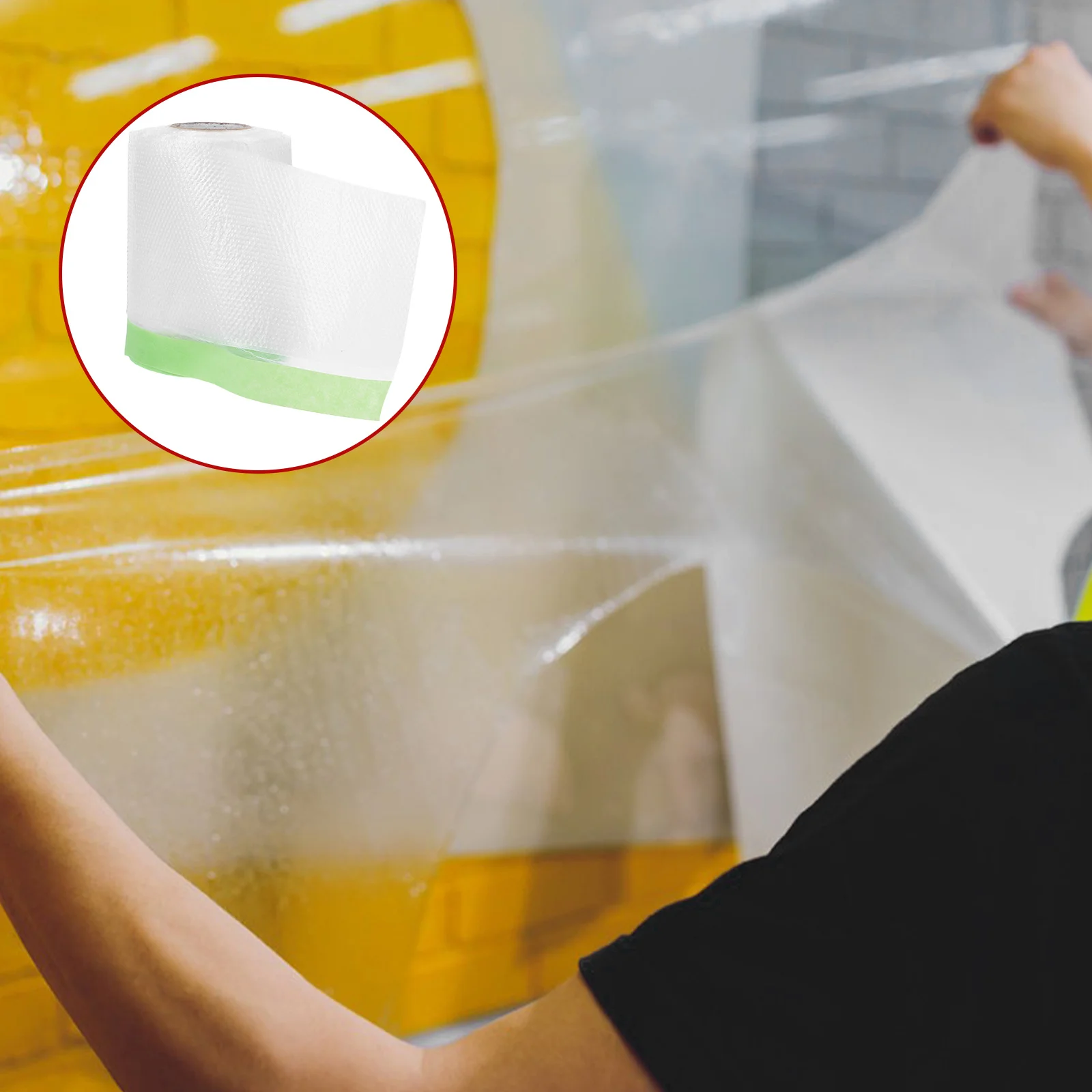 

1 Roll Weak Tack Dust Protection Film Clear Reusable Plastic Sheeting For Home Renovation Painting Automotive Furniture Wall Art