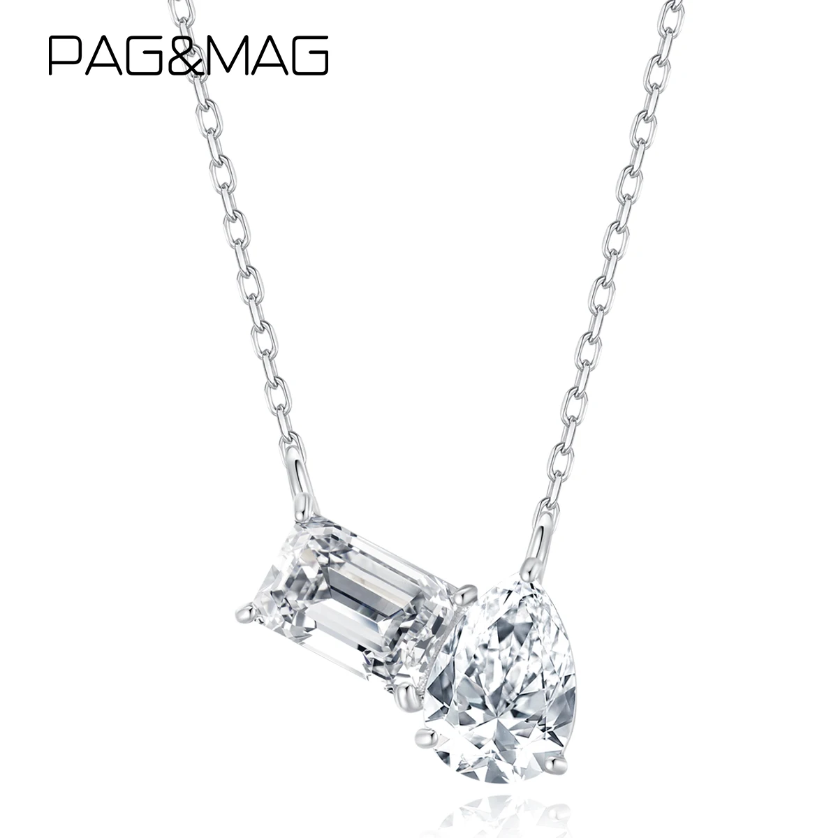 

PAG&MAG Женское романтическое ожерелье из стерлингового серебра 925 пробы с квадратным драгоценным камнем, звездное украшение для женщин, свадебный аксессуар для невесты, на помолвку