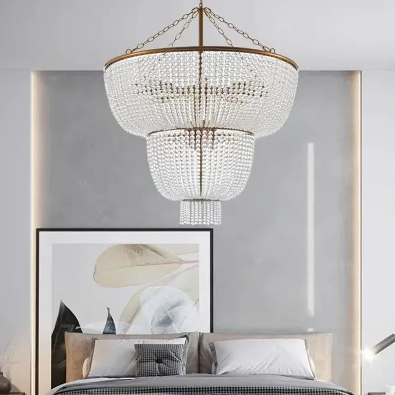 Luxury French crystal curtain chandelier living room retro romantic wedding decoration lighting bedroom dining room lighting