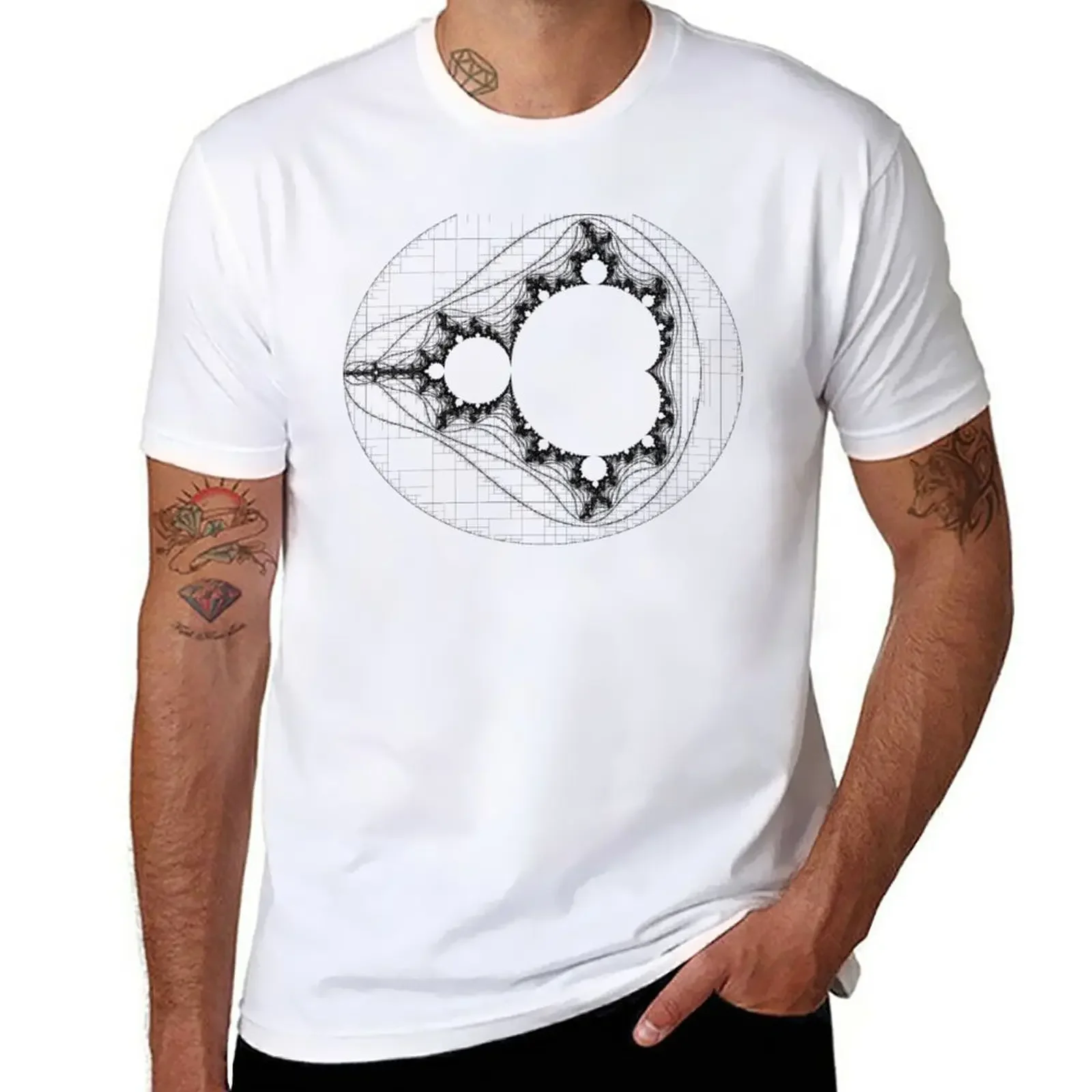 Black - Linear Mandelbrot T-Shirt sports fans customizeds mens cotton t shirts