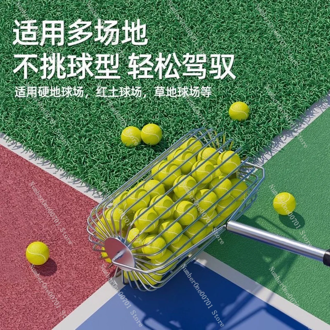 Stainless Steel Roller Tennis Ball Picker Portable Adjustable Tennis Collector Rolling Court Ball Retrieval Device