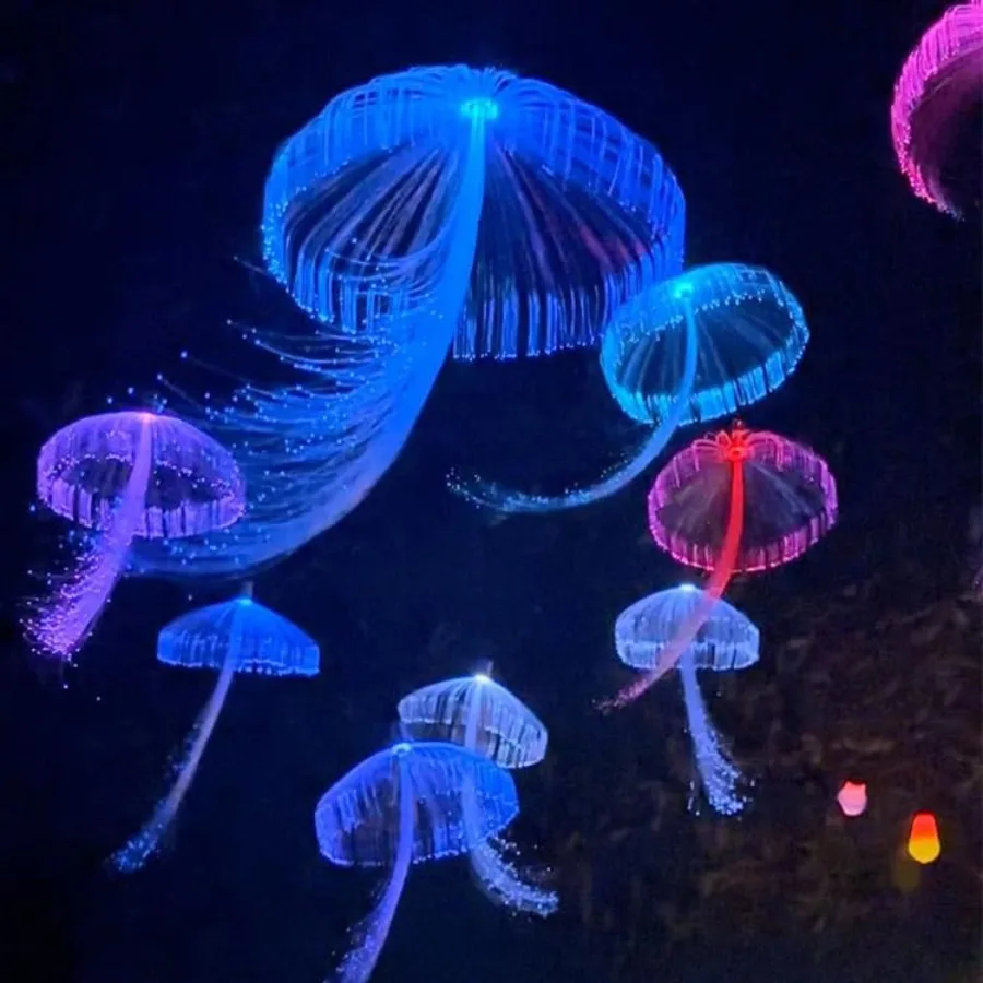 

【New model】12V Enchanting LED Fiber Optic Jellyfish Chandelier Outdoor Christmas Dandelion Fairy Garland Party Garden Patio Tre
