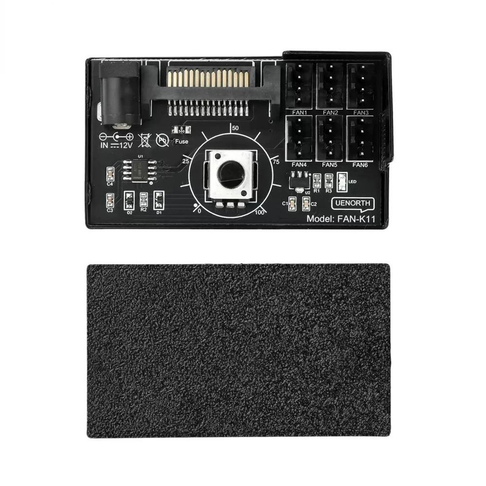 6-Way PWM Fan Speed Controller SATA on 6Pin Fan Governor for NAS Server Fan Speed Regulator Fan HUB Control Governor