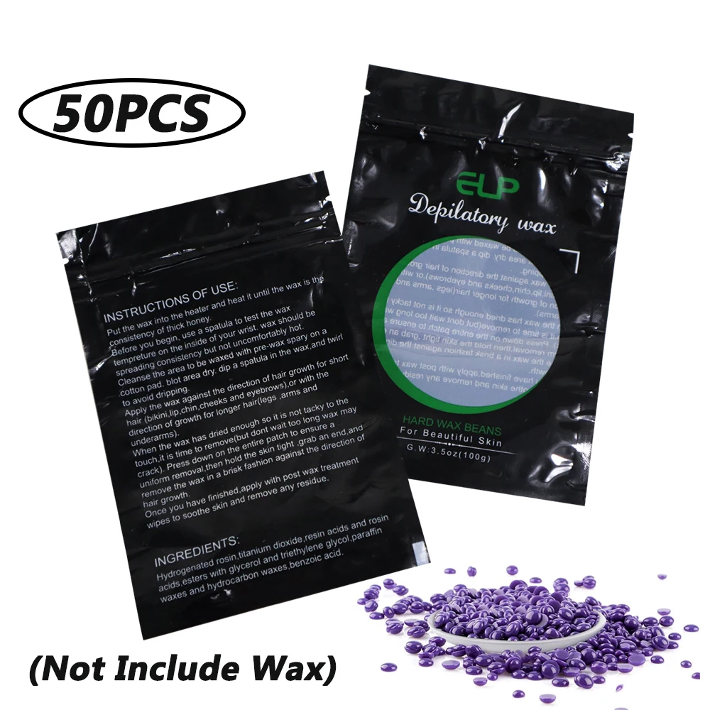 50 قطعة كيس التعبئة والتغليف الشمع القابل للتصرف مع شريط الختم آلة العلاج بالشمع إزالة الشعر علاج التجميل (لا تشمل الشمع)