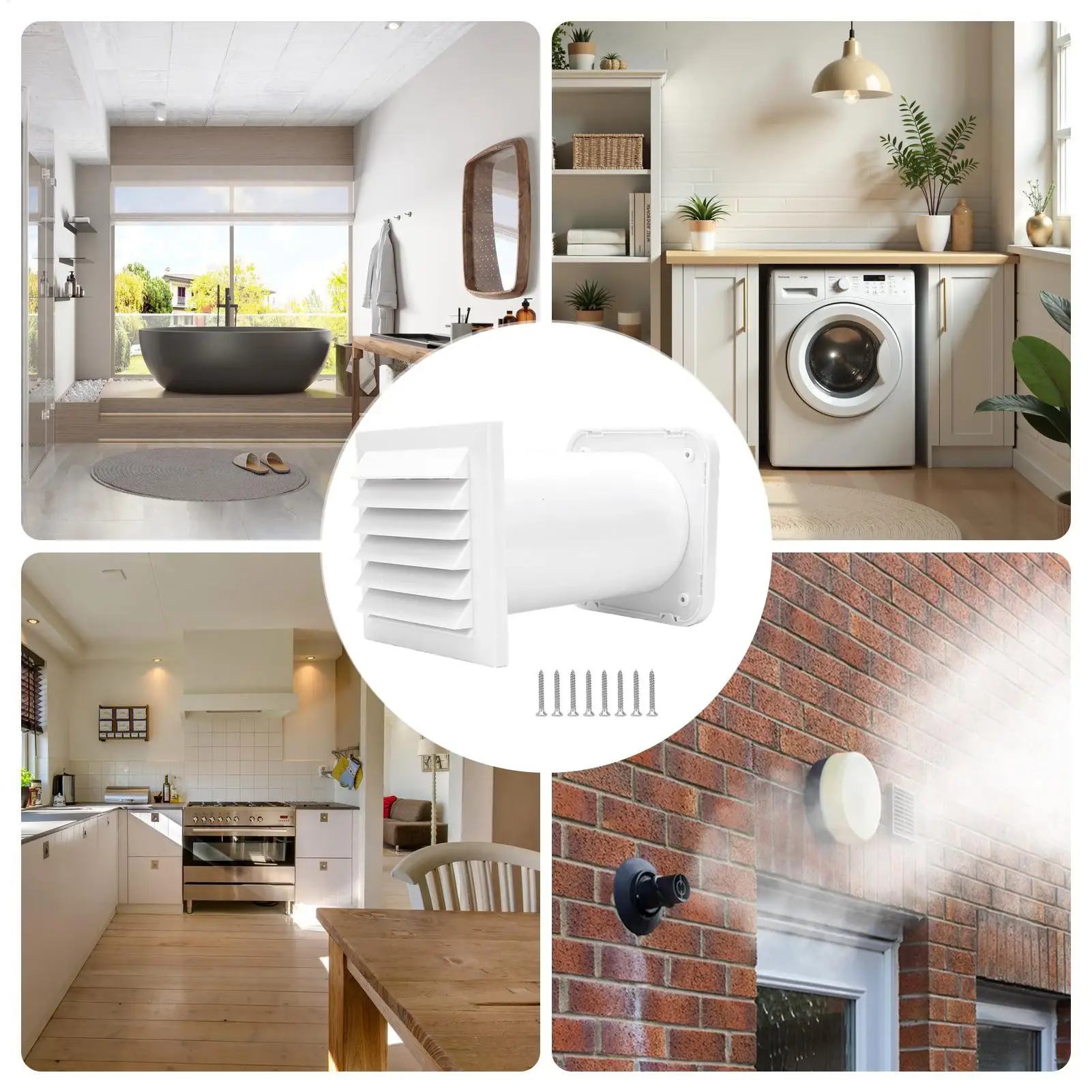 Passive Air Vent Through Wall Intake Set Airflow Ventilation Kit For Home Bathroom Kitchen Laundry Garage Basement Attic