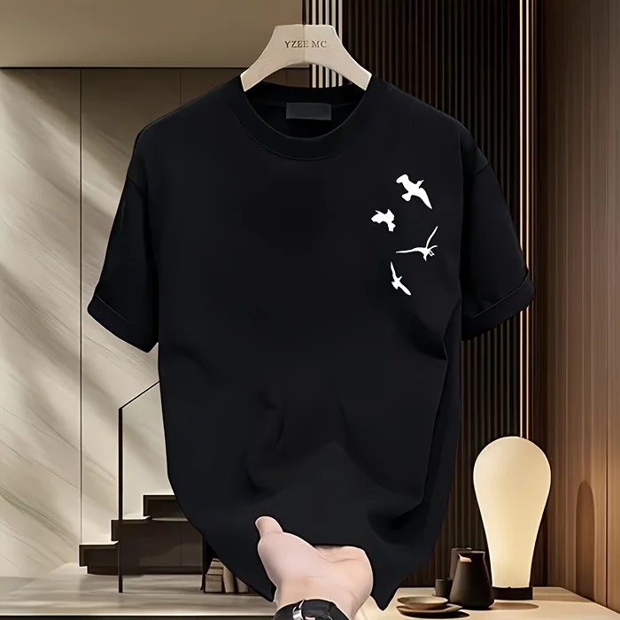 Free Flying Swallow Printed Women's Short Sleeves Personalized Printed Fashion Street Short Sleeves Men's and Women's Same Style