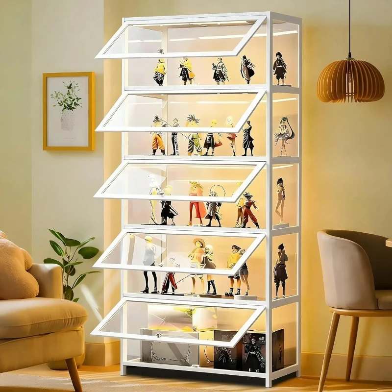 Display Cabinet with Acrylic Glass Door, 5 Tier Curio Display Case, Collectibles Toy Organizers Rack & Display,