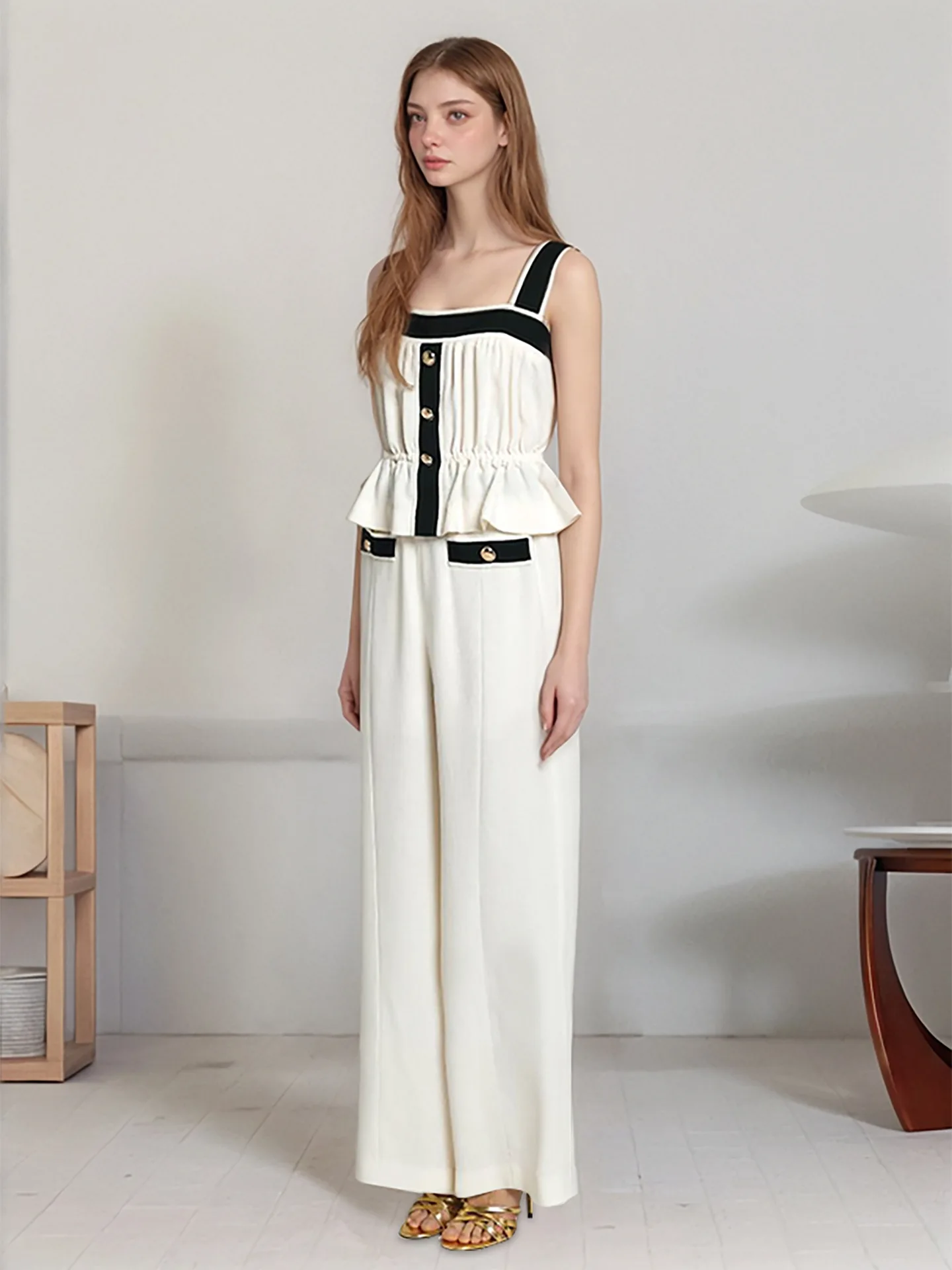 

Summer Clothes Women Sleeveless Slip Top and Wide Leg Pants Sets Fashion Tracksuits Woman Sets Elegant 2 Piece Sets Women Outfit