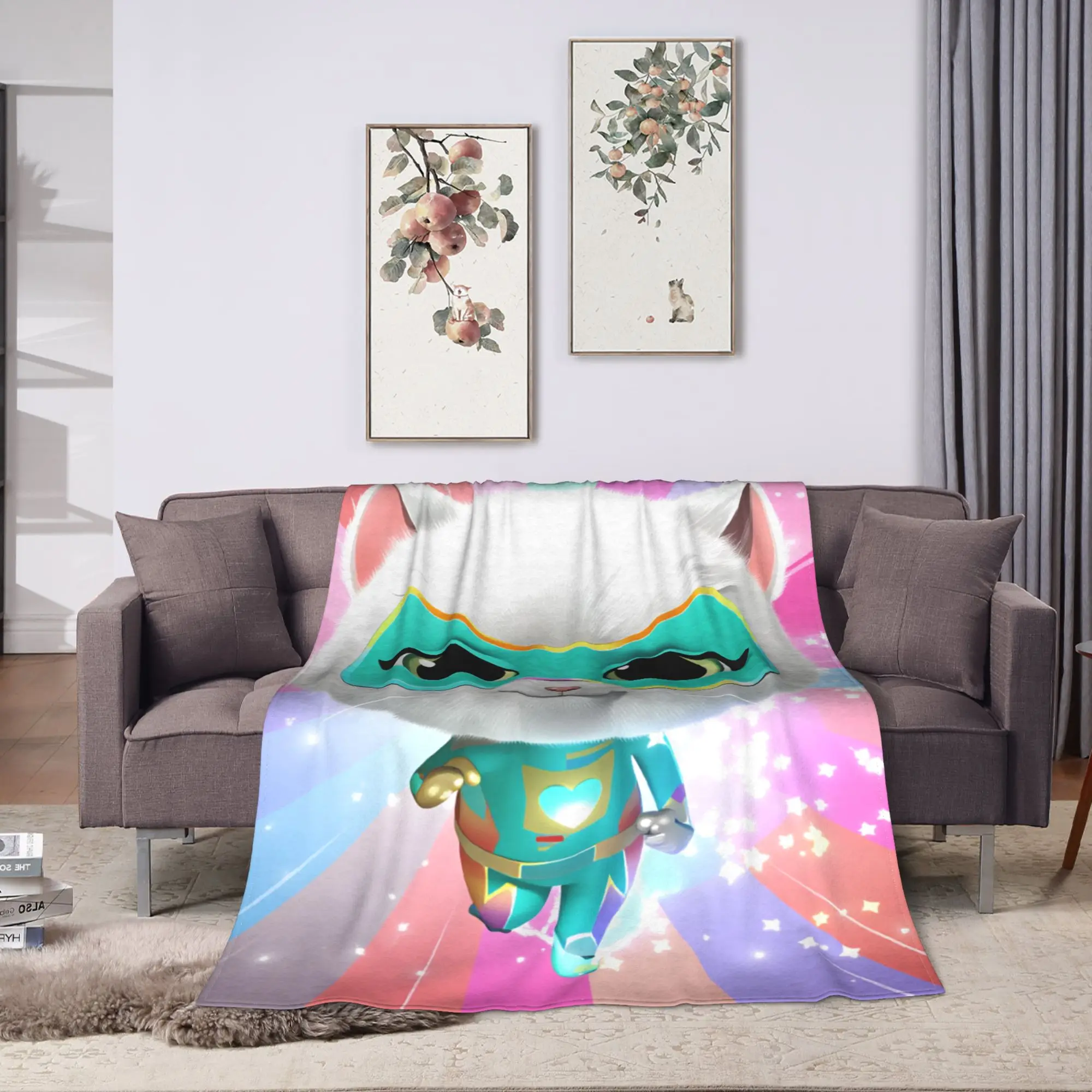 SuperKitties Cartoon Cats Blanket  Soft Graphic Plush Bedding Throws For Children Outdoor Flannel Bedspread Bed Cover