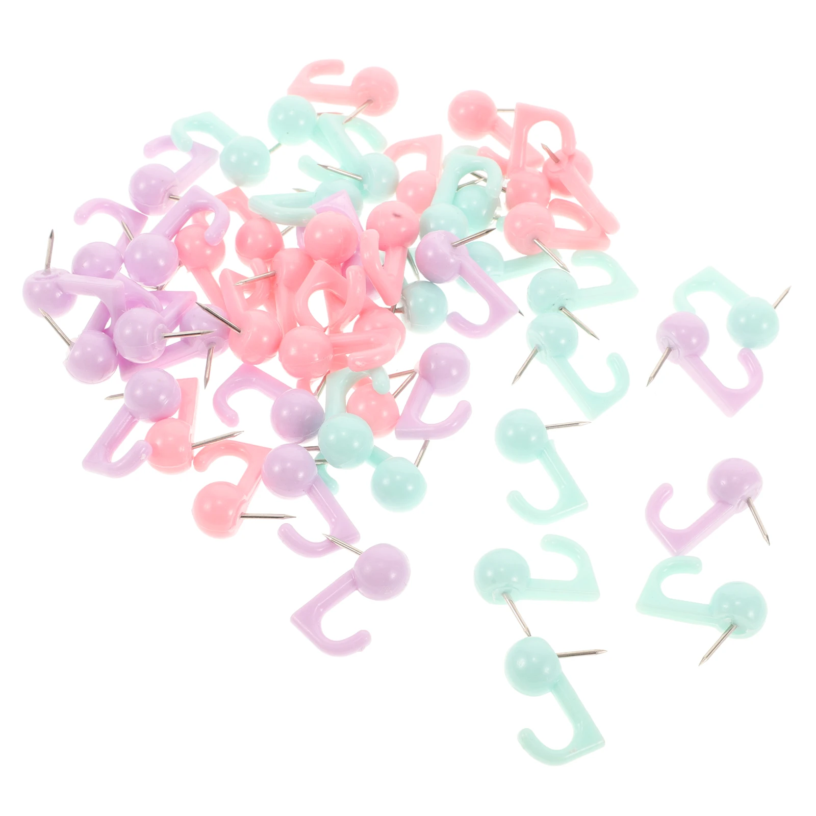 

50pcs Hook Pushpins Cute Decorative Thumbtacks For Cork Board Bulletin Map Wall Home Office Reusable Heavy Duty Push Travel Map