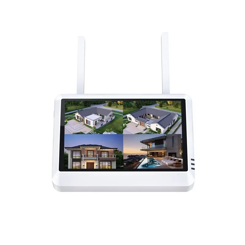 B44C Wireless 8CH 7-Inch LCD Monitor NVR Screen With WIFI Home Security Recording System Video Surveillance H. 265 EU Plug