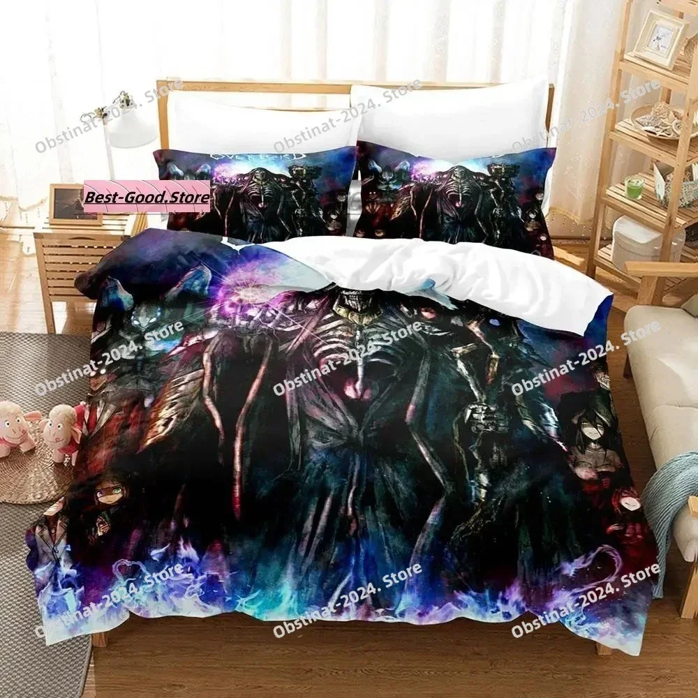 OVERLORD 3D Print Comforter Bedding Set,Duvet Cover Bed Set Quilt Cover Pillowcase,King Queen Size Bedding Set Skeleton Anime