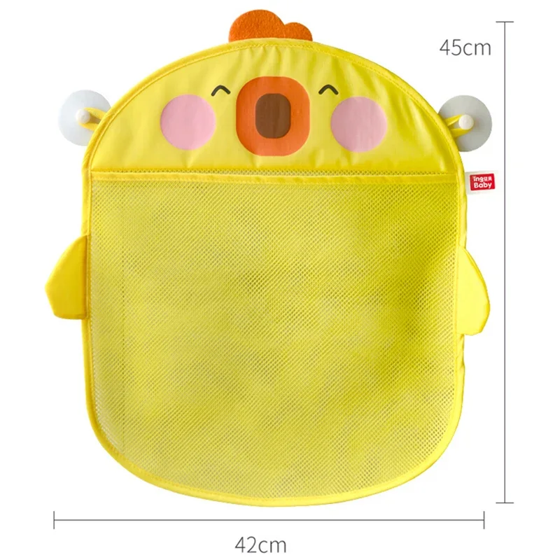 New Cartoon Duck Baby Bathroom Mesh Bag Sucker Design For Bath Toys Kids Animal Shapes Cloth Sand Toys Storage Net Bag