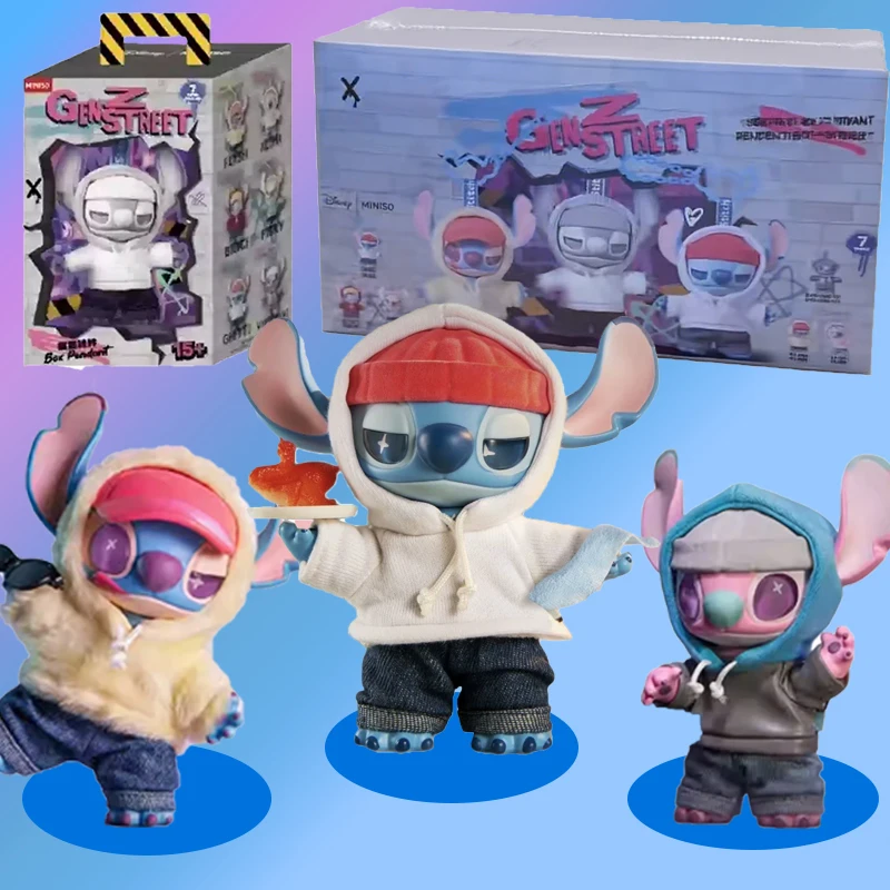 

Disney Stitch Gen Z Street Series, фигурка, милая виниловая кукла Stitch, загадочная коробка, плюшевая сумка-сюрприз, подвеска, подарок для девочки, игрушки