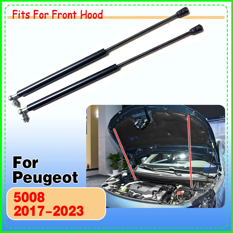 

1 set Car Front Hood Engine Cover Gas Spring Hydraulic Rod Strut Spring Shock Bars Bracket Styling For Peugeot 5008 2017-2023