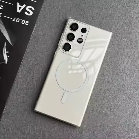 Glossy Transparent Ultra Thin PC Magsafe Case for Samsung Galaxy S25 S24 S23 S22 S21 S20 Plus FE Ultra Note 20 5G