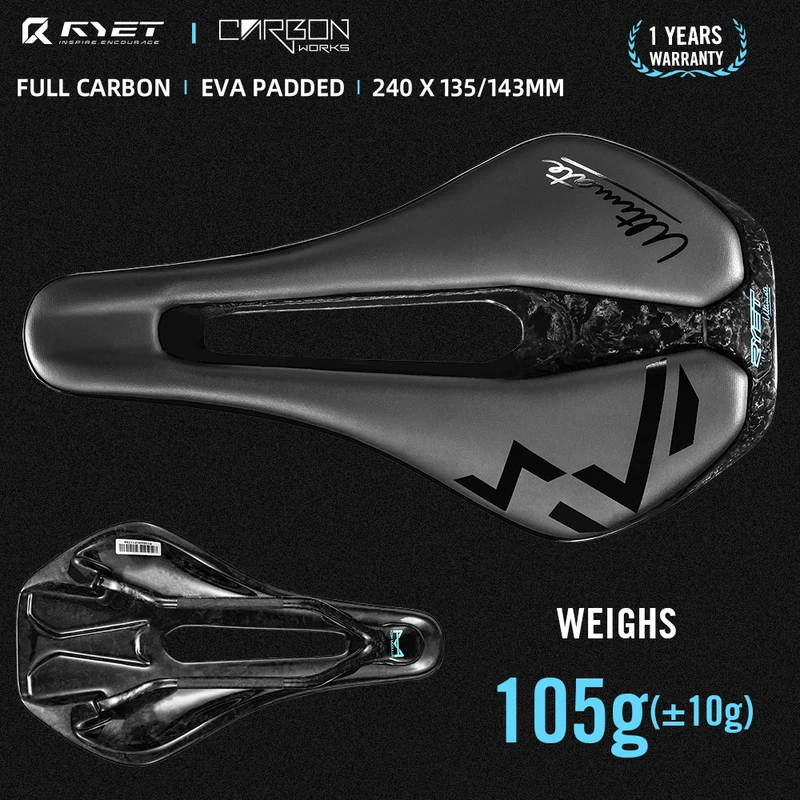 Assento de Bicicleta 3D Impresso RYET Full Carbon 143mm — foto 2