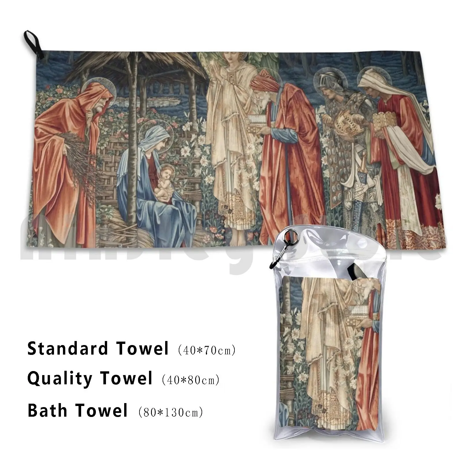 Edward Burne-Jones-The Adoration Of The Magi Bath Towel Beach Cushion Child Landscape River House Bird