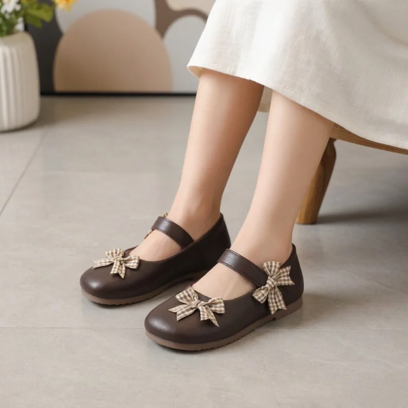 

Spring Autumn Bow Girls PU Leather Shoes Fashion Shallow Baby Cute Princess Shoes Flats Loafer Size 22-31