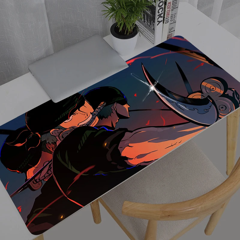 Large Mouse Pad Office One Piece Roronoa Zoro Computer Desk Mat Table Keyboard Laptop Carpet Accessories Gaming Mousepad