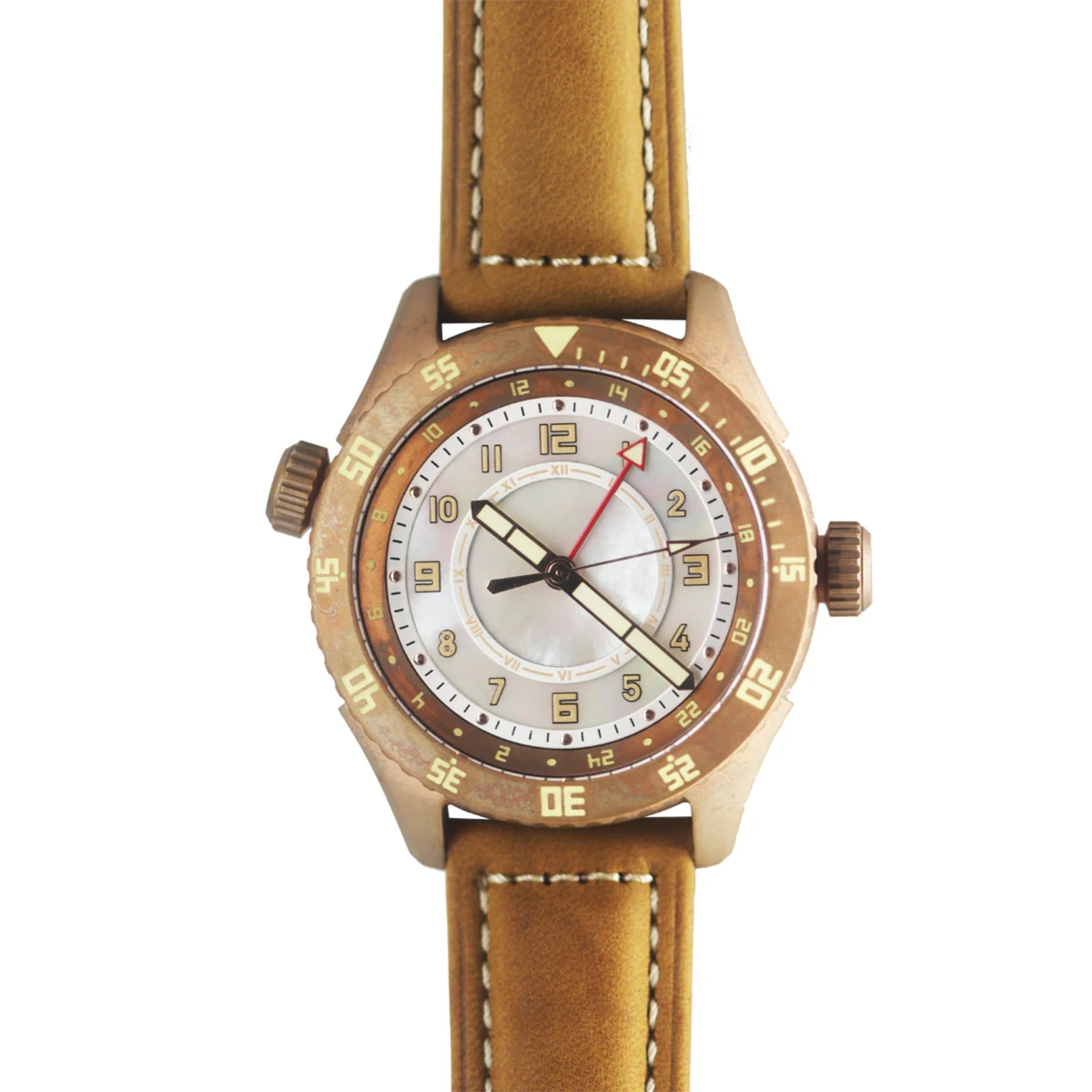 

SIDAXIN automatic GMT watch MOP dial sapphire crystal screw-down exhibition case back and crown stainless stee