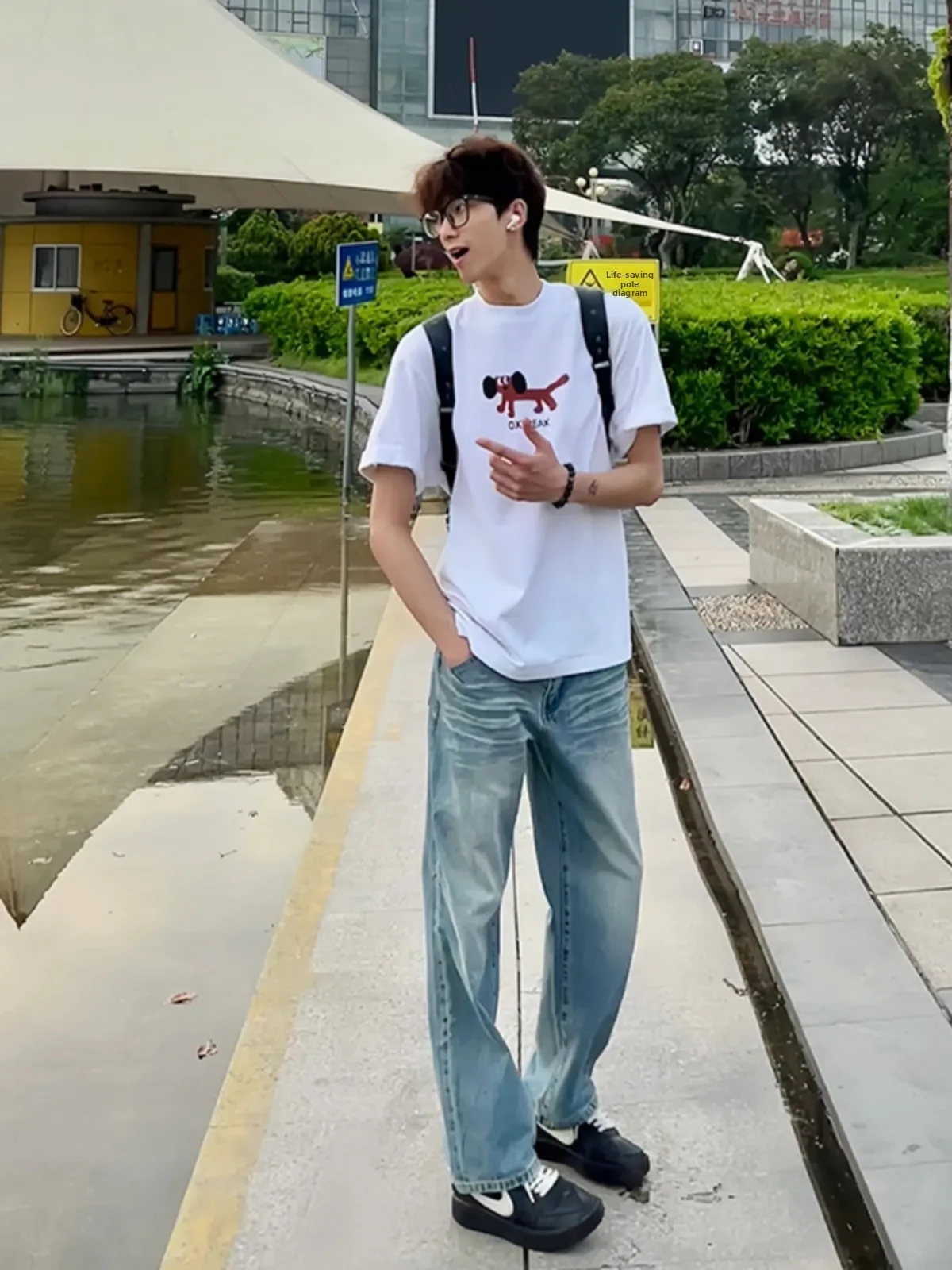 

Cleanfit Light Blue Men's Jeans Summer American Vibe Straight Leg High Street Cool Waed Micro Flare Pants Youth Faion