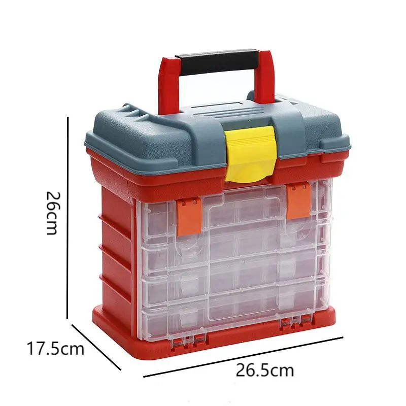 1PC Multifunctional Hardware Storage Box 4-layer Portable Parts Tool Box Transparent Plastic Boxe Fishing Accessories Tool Case