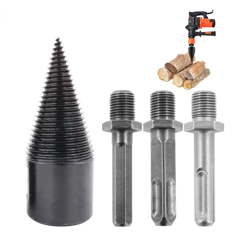 Wood Drill Bit Set Firewood Chop Wood Drill Bit Splitting Tool Splitting Cone Log Splitters Wood Breaker Woodworking Drill SAW