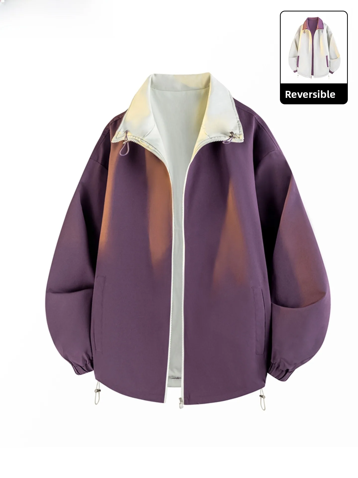 

Мужская двусторонняя куртка Wassup Vals с воротником-стойкой, свободная посадка, повседневная ветрозащитная одежда из полиэфирного волокна, осенне-весенняя верхняя одежда