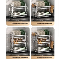 In Stock 304 Stainless Steel Kitchen Storage Rack Bowl And Drain Rack Multifunctional Bowl Rack Bowl And Chopstick Storage