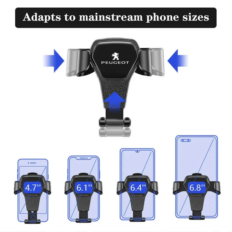 Car Gravity Mount GPS Mobile Phone Holder Vent Clip For Peugeot 206 301 307 308 3008 207 208 407 508 2008 408 4008 106 107 205