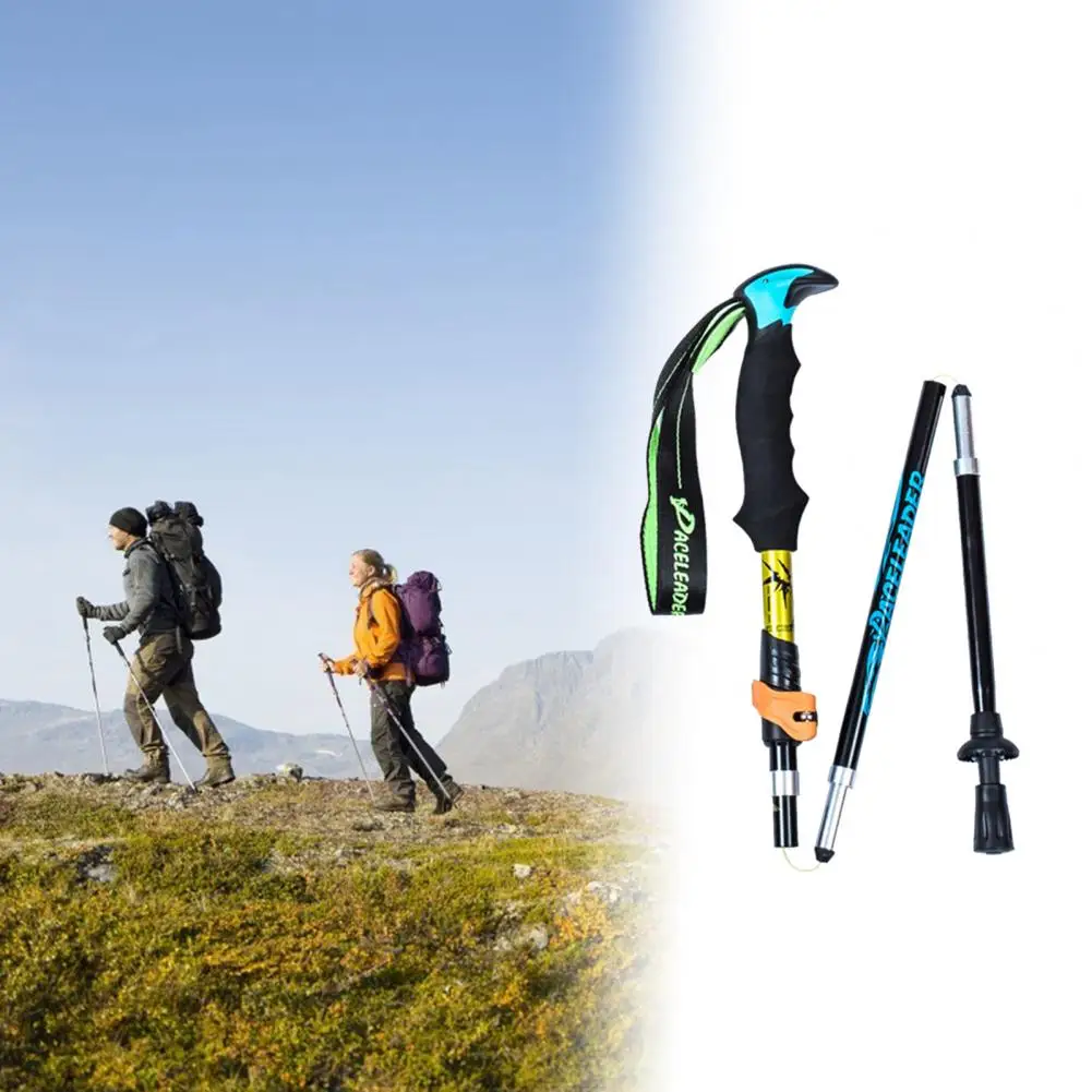 Climbing Stick Portable Hiking Poles Aluminum Alloy Scalable  Practical Aluminum Alloy Camping Pole