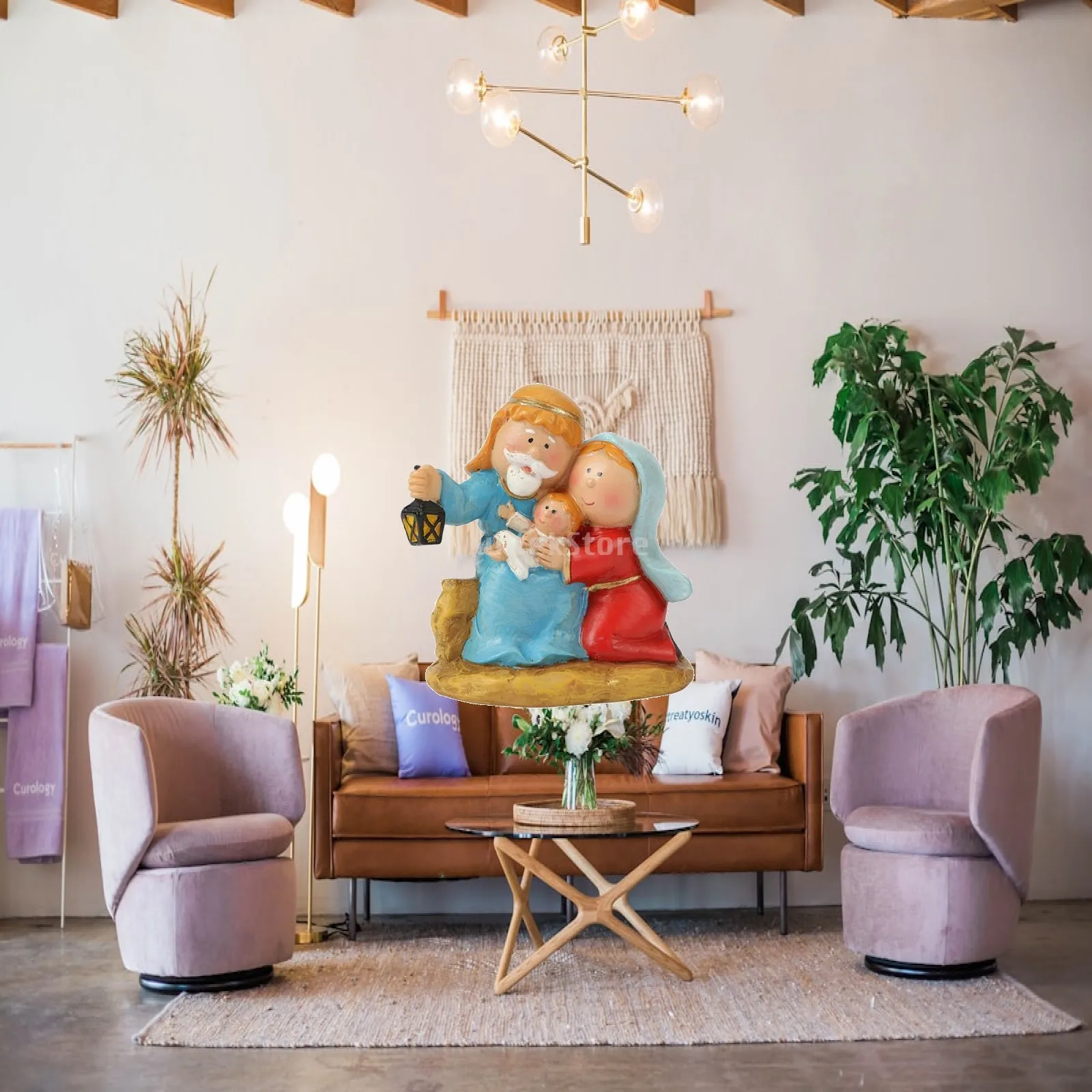 Nativity Scene Statue Resin Holy Family Decorative Objects Ornaments for House Decoration Modern Room Decor