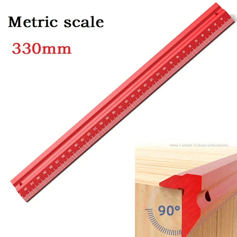 

330mm Aluminum Alloy Woodworking Scale Ruler Carpentry Measuring Marking Tool