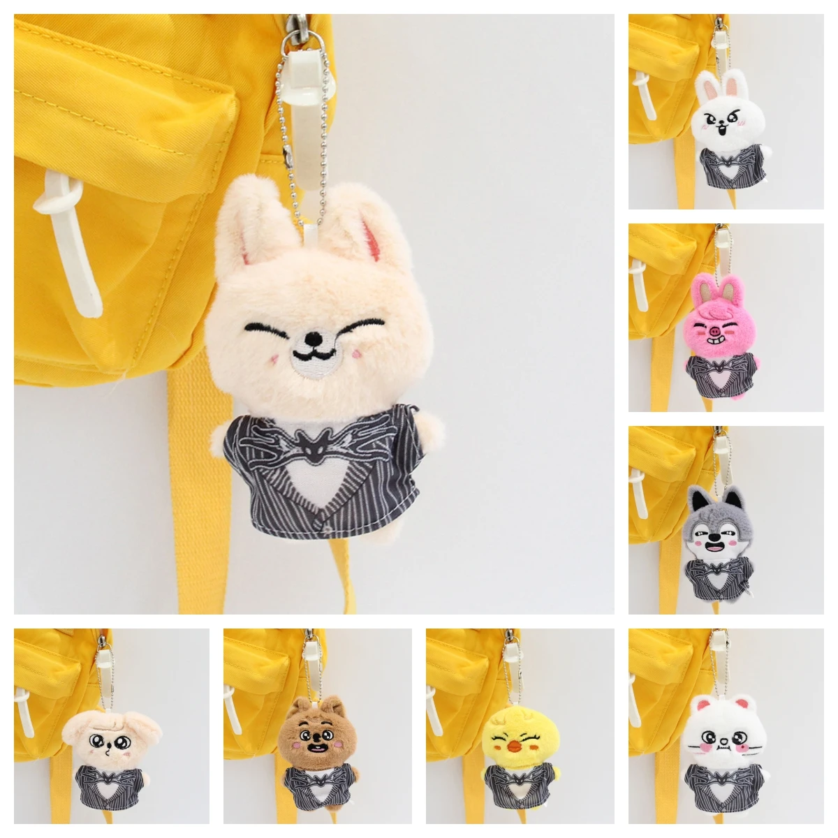 Nowy brelok do kluczy SKZOO dla dzieci, pluszowa zabawka, zawieszka z ekspresją zwierzęcia, pluszowa zawieszka do torby, prezent świąteczny dla dzieci