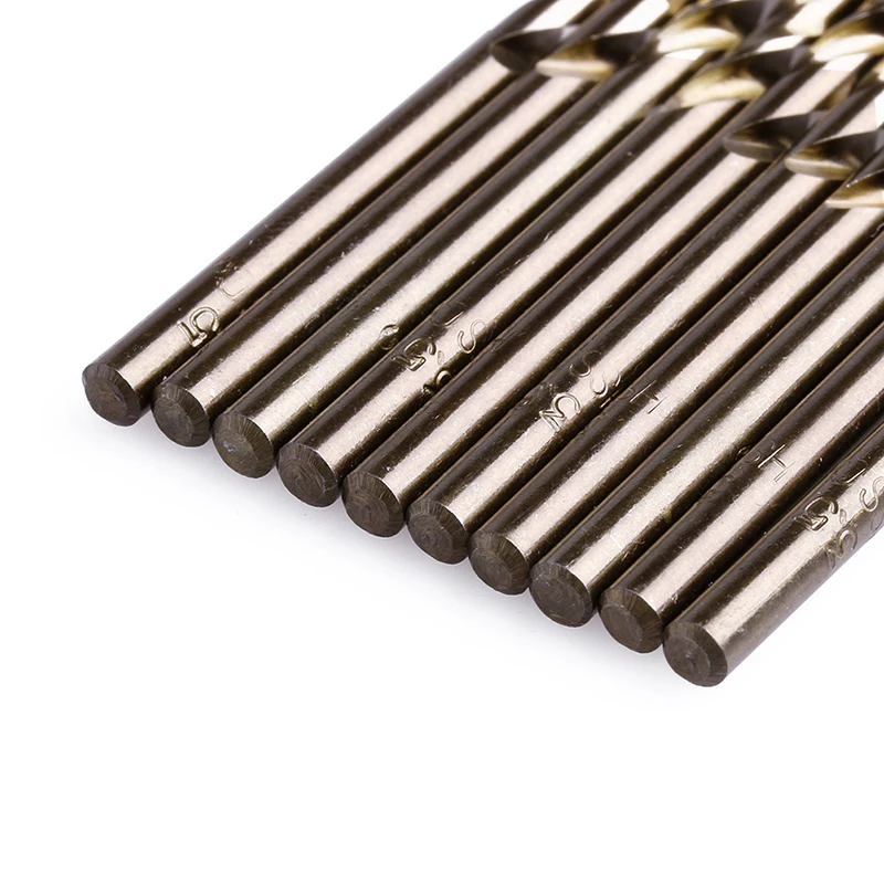 Nuevas brocas helicoidales recubiertas titanio HSS, brocas acero velocidad, para perforar agujeros, metales no 10