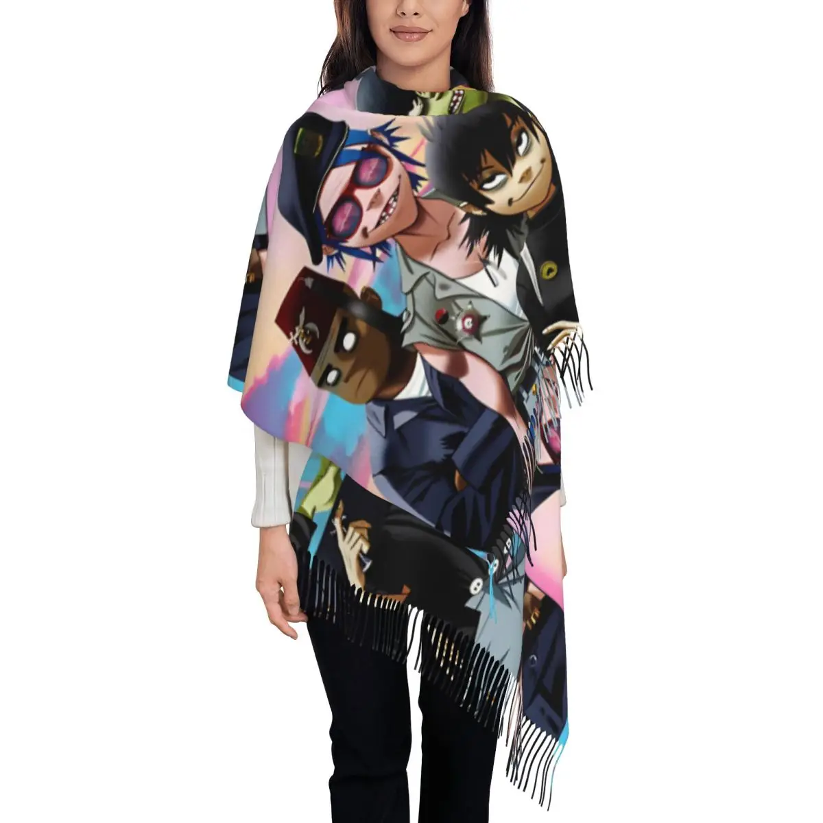 Ape Music Gorillaz Four Shawl Wraps Women Warm Long Soft Scarf Fashion Neckerchief Shawl Scarves