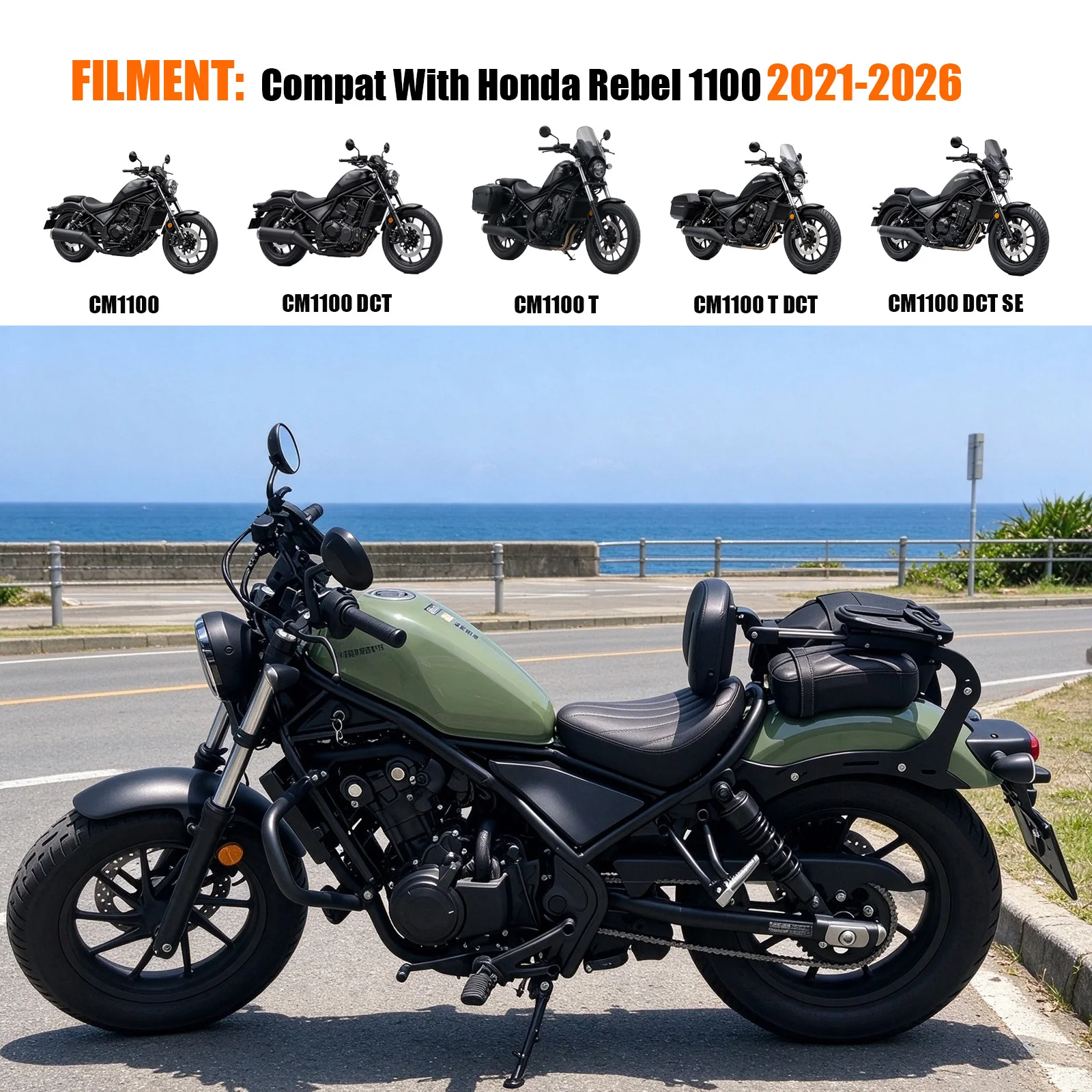 For Honda CMX1100 CM1100 Multi Purpose Detachable Adjustable Folding Rebel CMX 1100 Rider Driver Passenger Backrest Sissy Bar