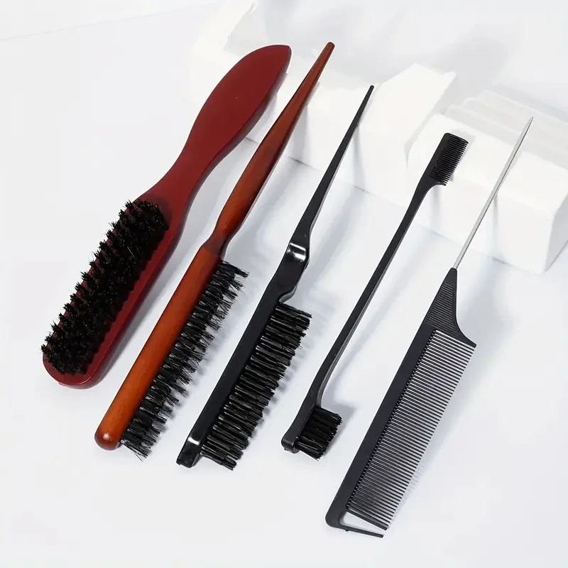 5/4 Uds. Cepillos para el cabello lisos, cepillo de cerdas para el cabello, cepillo de Control de bordes, peine para burlas, cepillo para el